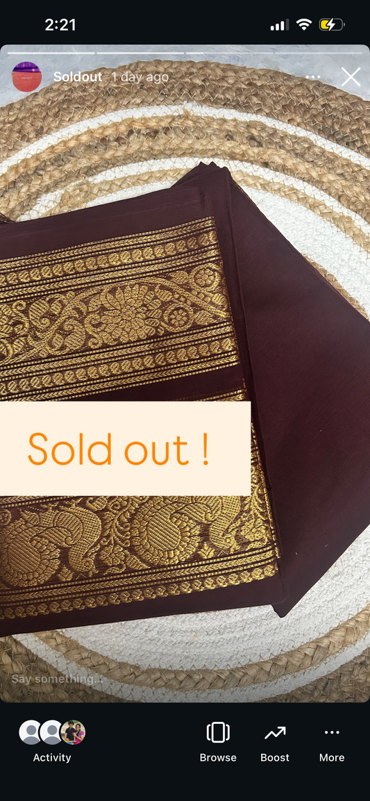 Cofee Brown Plain Chettinad Cotton