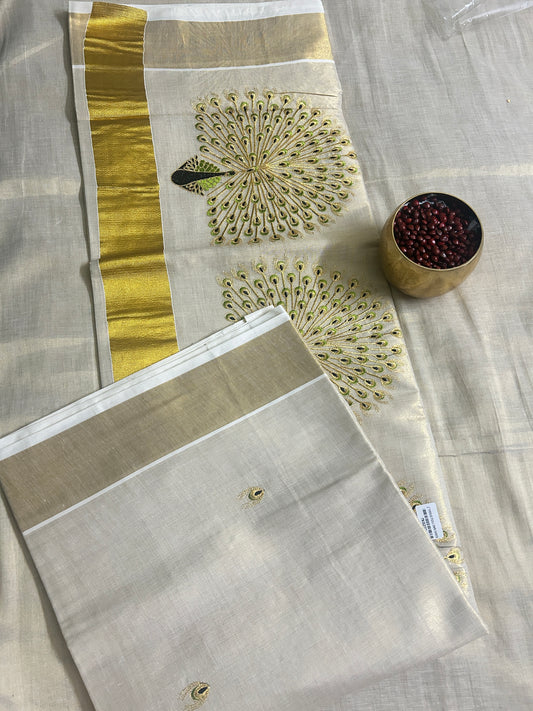 MK6223 - Tissue full Peacock  Embroidery Saree 6.25 meter