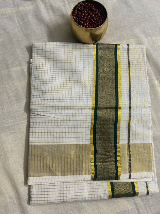 MK5049 - 3 C/J Kasavu Micro Checked 6.25 - Green & golden border